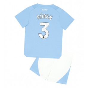 Manchester City Ruben Dias #3 Hjemmebanesæt Børn 2023-24 Kort ærmer (+ korte bukser)